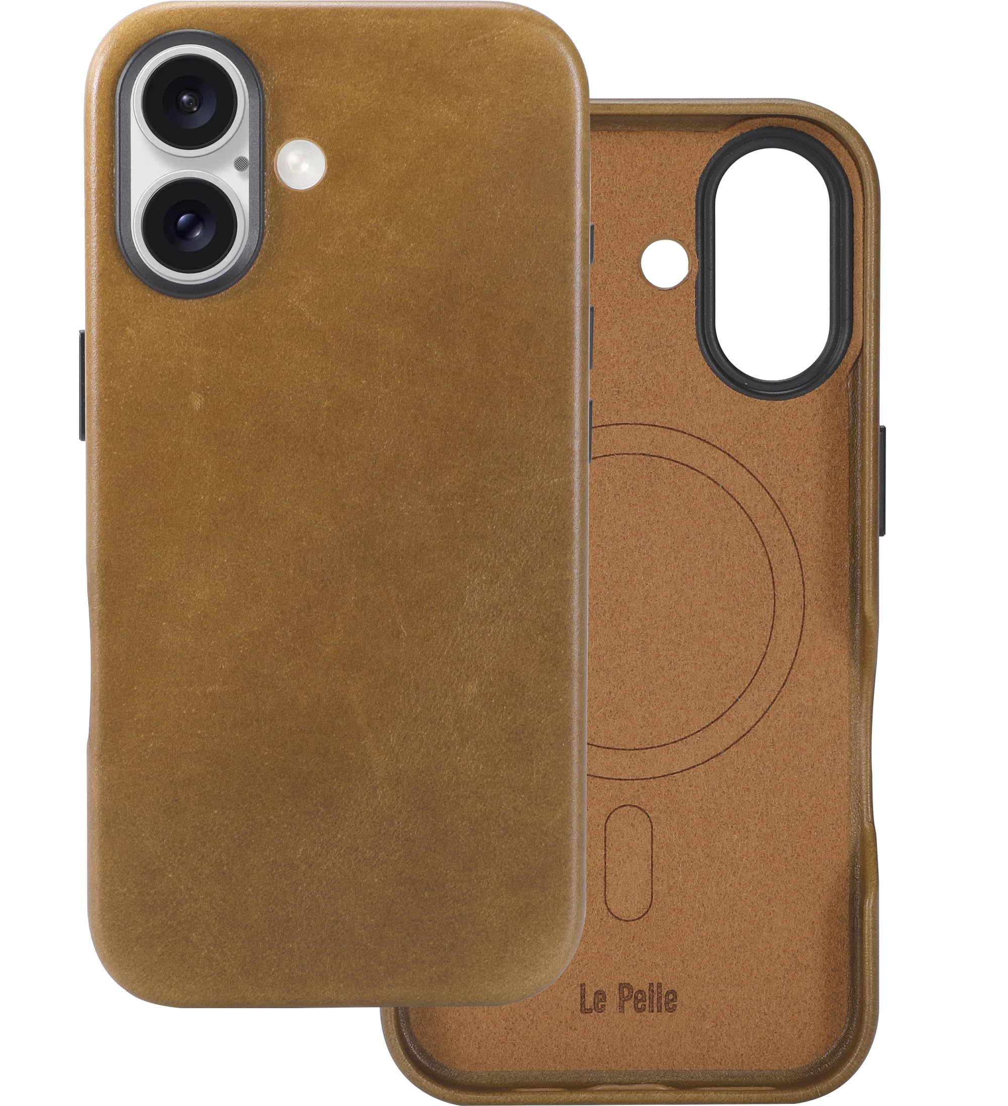 Capa Le Pelle Feita À Mão Em Couro Italiano Premium Para Iphone 16 Plus