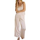 Conjunto De Pijamas Feminino Cupshe, Seda Acetinada, Sem Mangas, Champanhe S