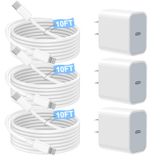 Carregador Willtop De Carregamento Rápido Para Iphone Com 3 Unidades De Cabo De 10 Pés