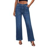 Jeans Grapent, Perna Larga, Cintura Alta, Solta, Adequada Para Mulheres