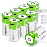 Baterias C Recarregáveis De Lítio De 5000 Mwh 1,5 V, Pacote Com 8 Unidades