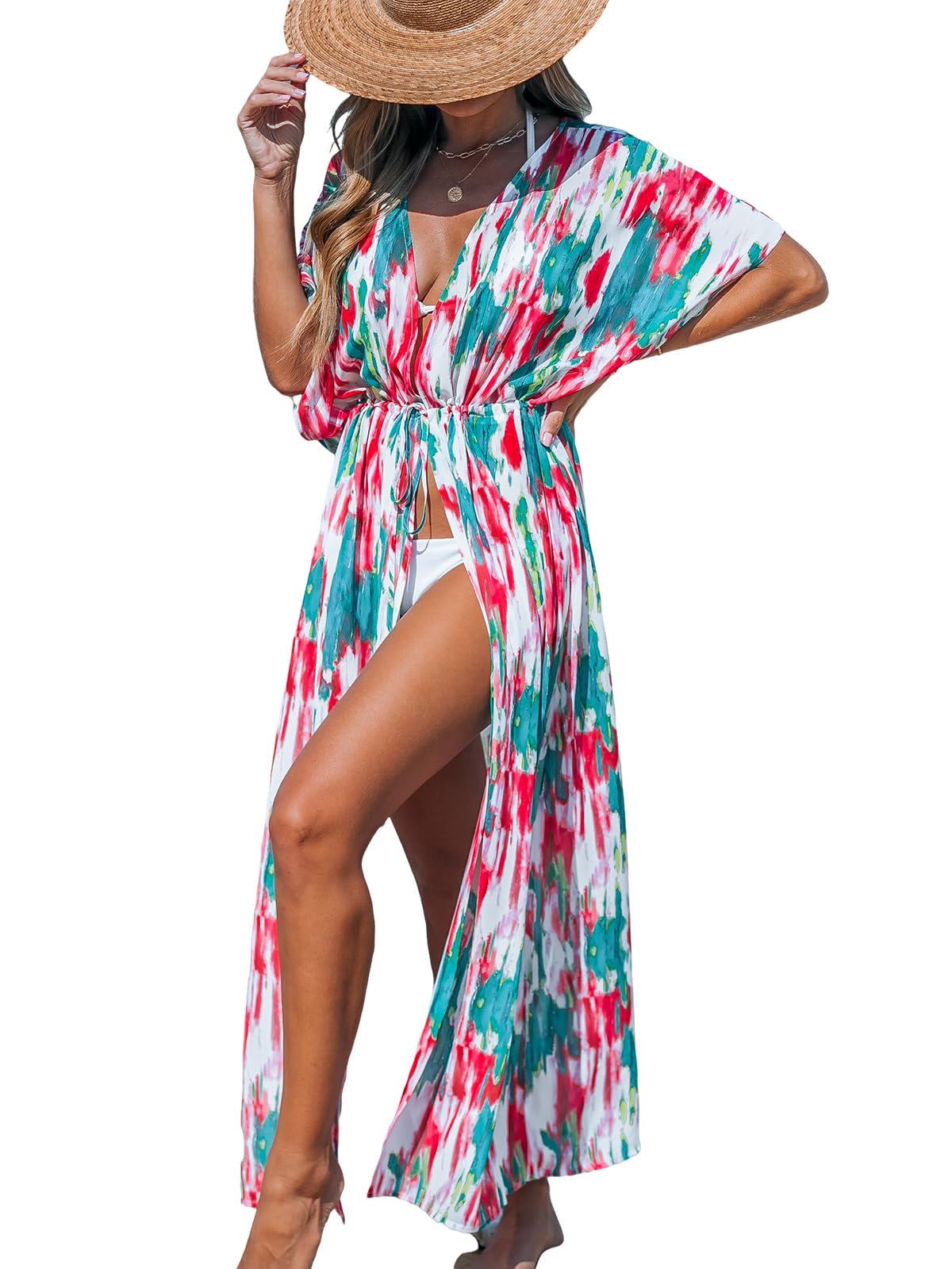 Cardigã Maxi Listrado Com Capa De Maiô Cupshe Kimono Open Front