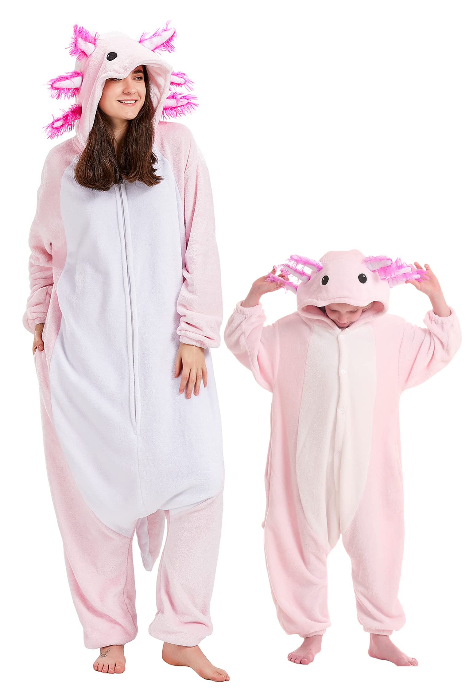 Pijama Onesie Deley Unissex Rosa Axolotl Para Adultos
