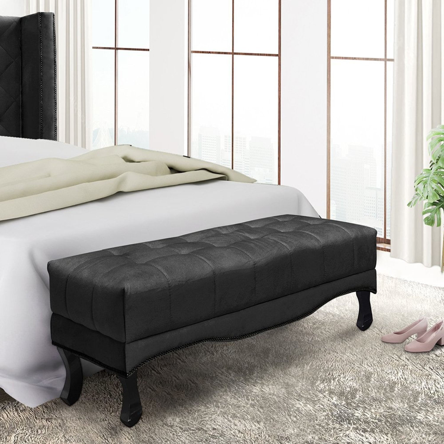 Calçadeira Recamier Queen Vicenza Spezzia Decor Preto