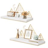 Prateleiras Flutuantes Homode Mountain, Conjunto De 2 Metais Brancos/dourados