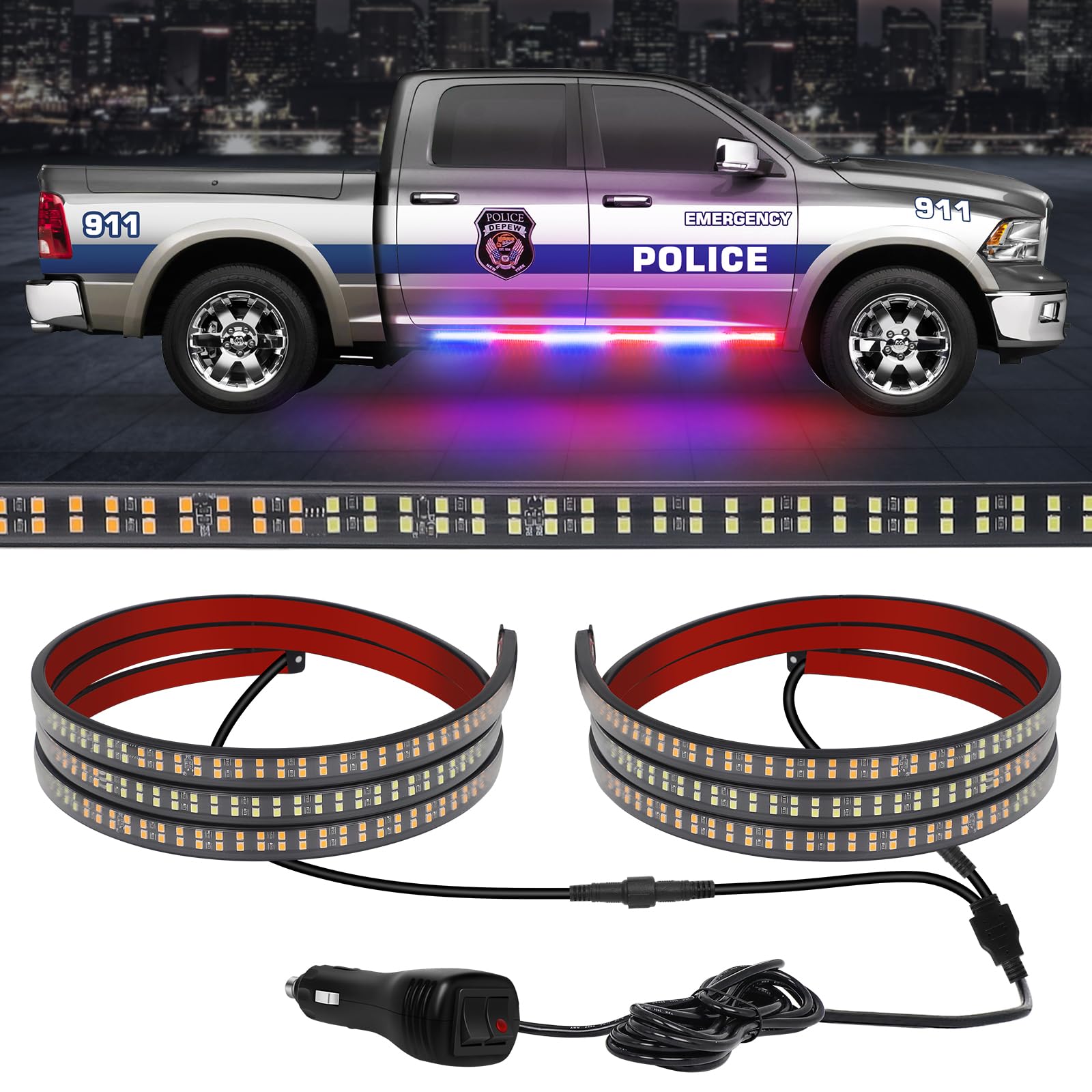 Police Lights Strip Ainbin 2 Em 1 1,78 M Com 864 Led De 70 Polegadas