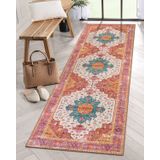 Tapete Runner Moynesa Ultrafino Lavável 2x7 Rosa Para Banheiro