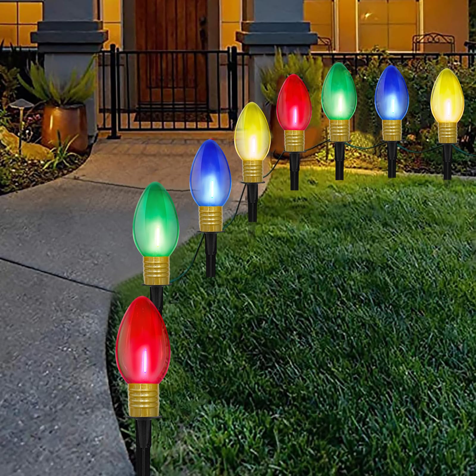 Luzes De Caminho De Natal Goothy Jumbo C9 14 Pés 8 Led, Pacote Com 2 Unidades