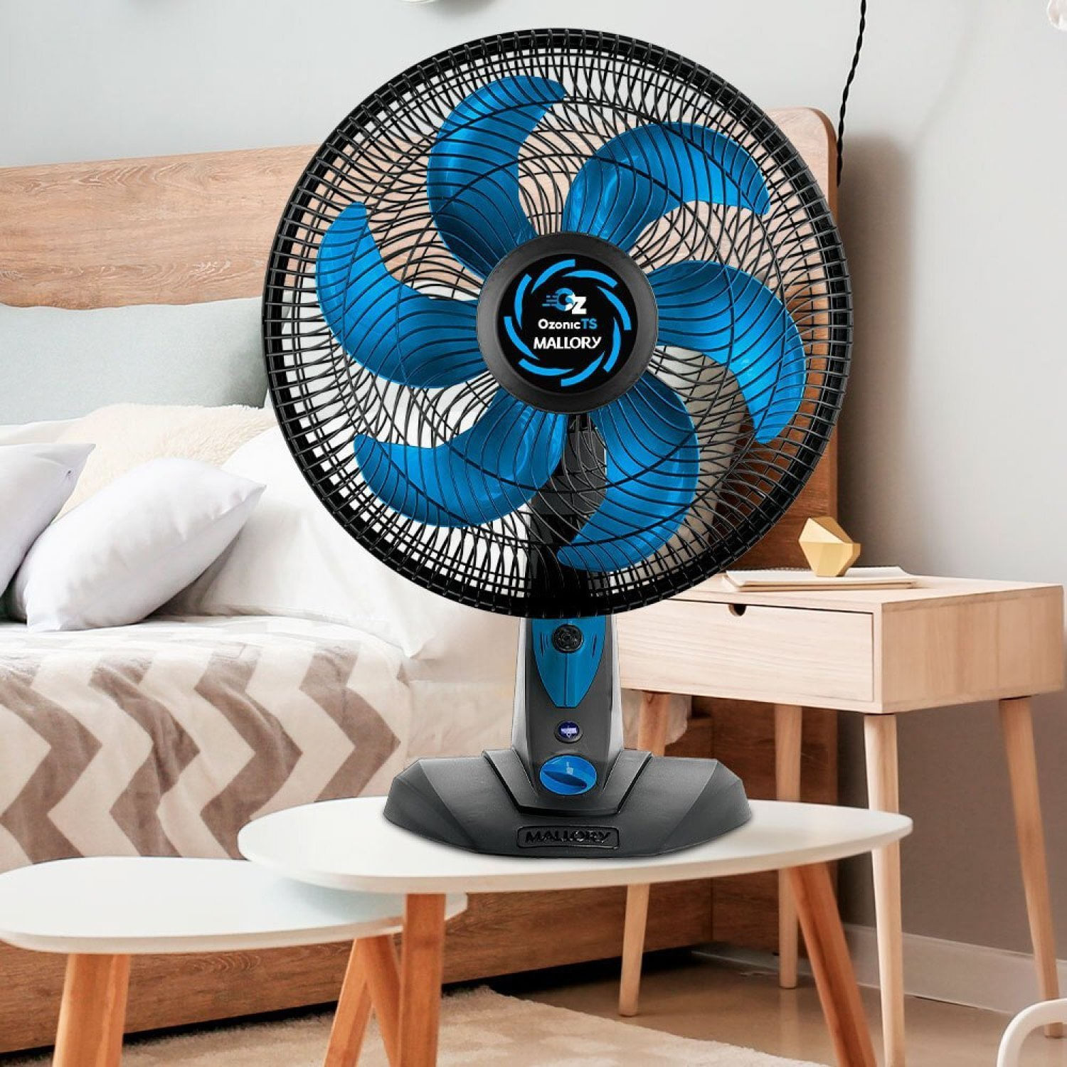 Ventilador 127V 126W Ozonic TS Mallory Preto/Azul