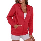 Moletom De Inverno Feminino Vermelho Com Capuz Smeng Com Zíper 2gg