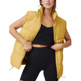 Jaqueta Acolchoada Feminina Puffer Vest Athlisan, Gola Alta, Amarela