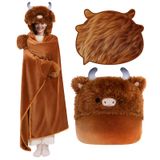 Cobertor Vestível Com Capuz Mewaii Highland Cow Para Adultos