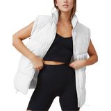 Jaqueta Acolchoada Feminina Puffer Vest Athlisan, Gola Alta, Branca