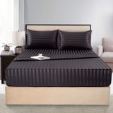 Lençóis De Seda Acetinada Lanest Housing, Conjunto De Cama Queen Size, Preto