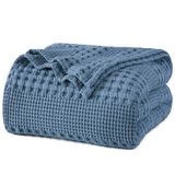 Cobertor Phf 100% Algodão Waffle Weave Twin Size Captain&#39;s Blue