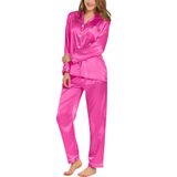 Conjunto De Pijamas Swomog, Roupa De Dormir Feminina De Manga Comprida, Rosa Vermelha