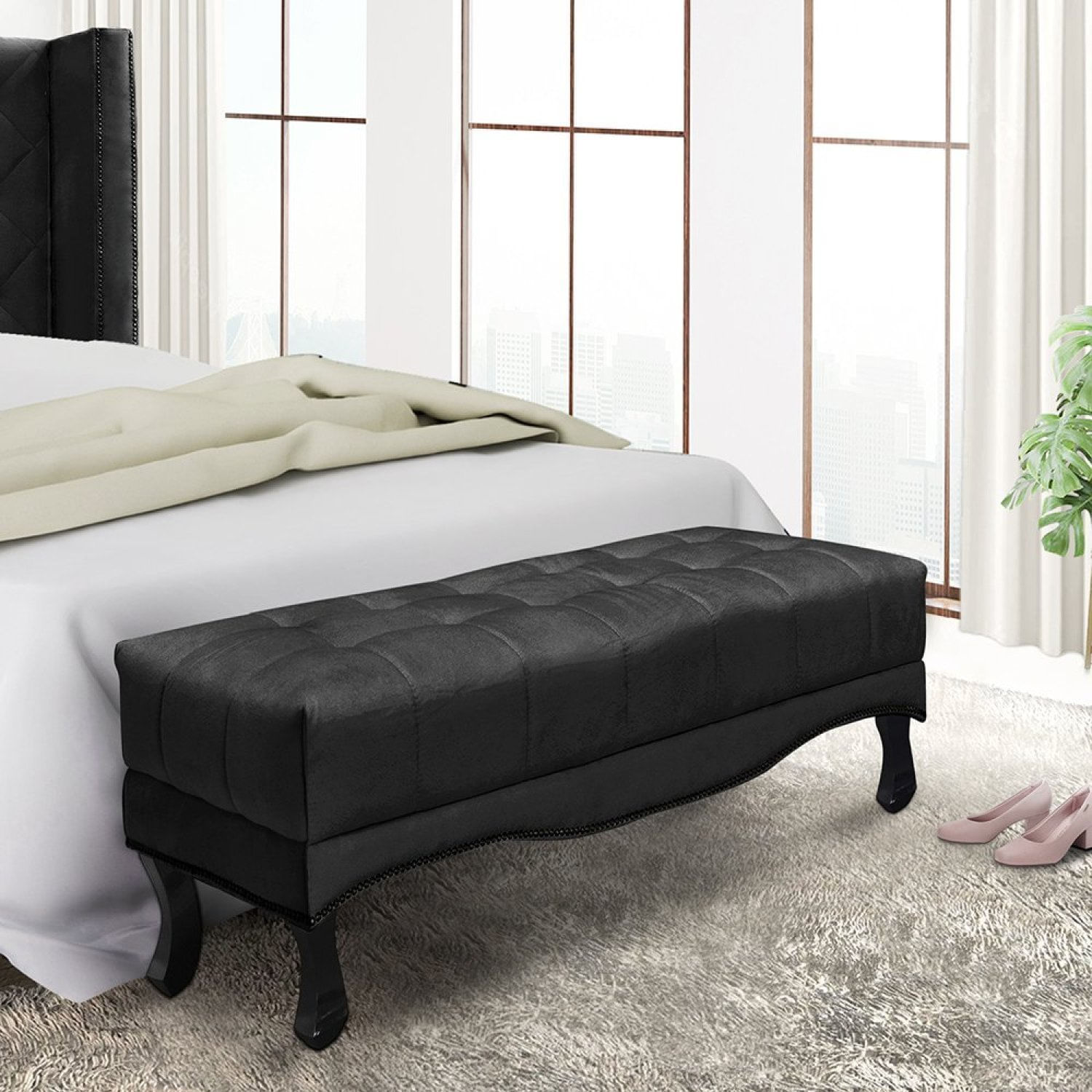 Calçadeira Recamier King Vicenza Spezzia Decor Preto