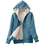 Moletom Com Capuz, Casaco Feminino, Azul Empoeirado, Azul, Xxl