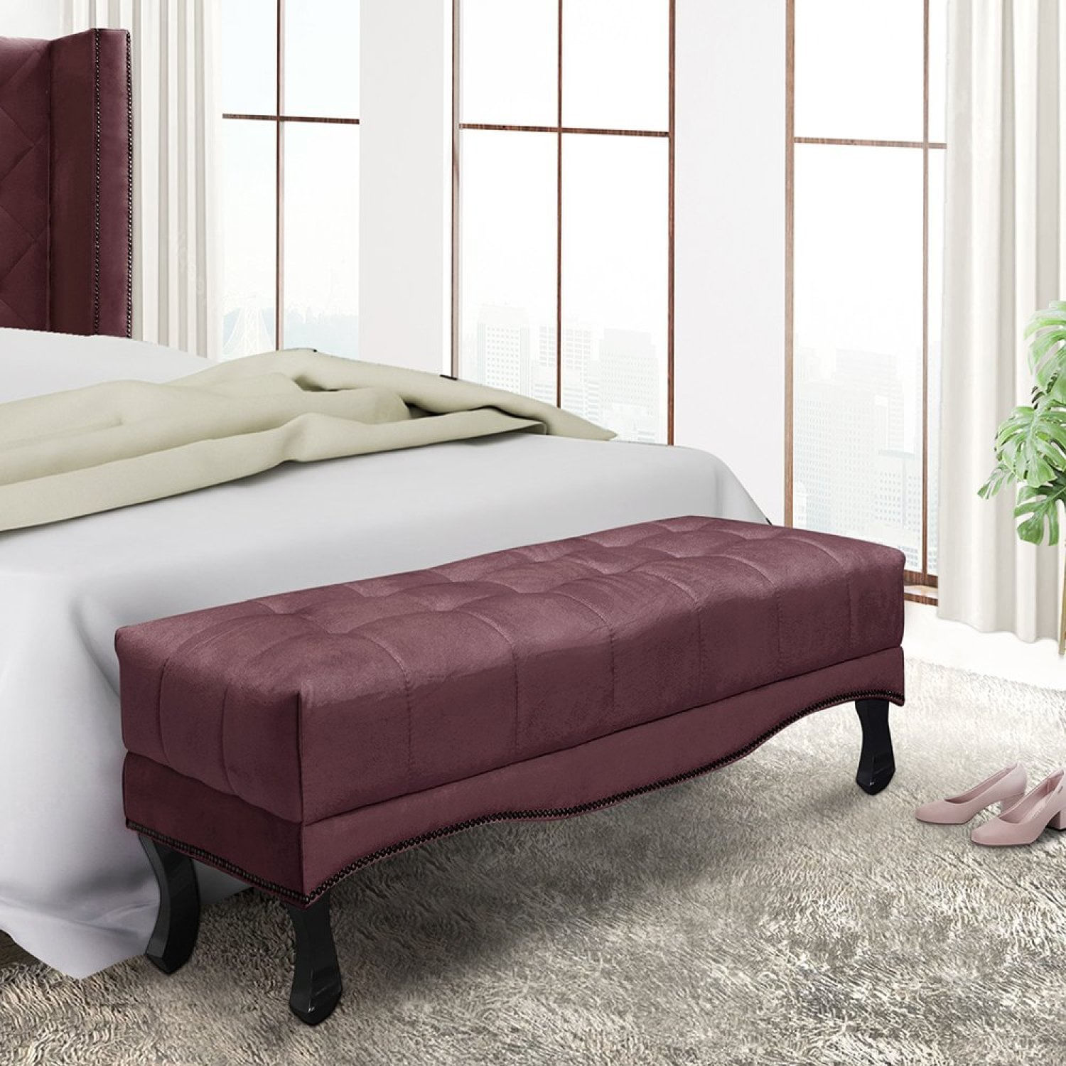 Calçadeira Recamier Casal Vicenza Spezzia Decor Vinho