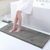 Tapetes De Banheiro Smiry Luxury Chenille Cinza Escuro 120x45cm