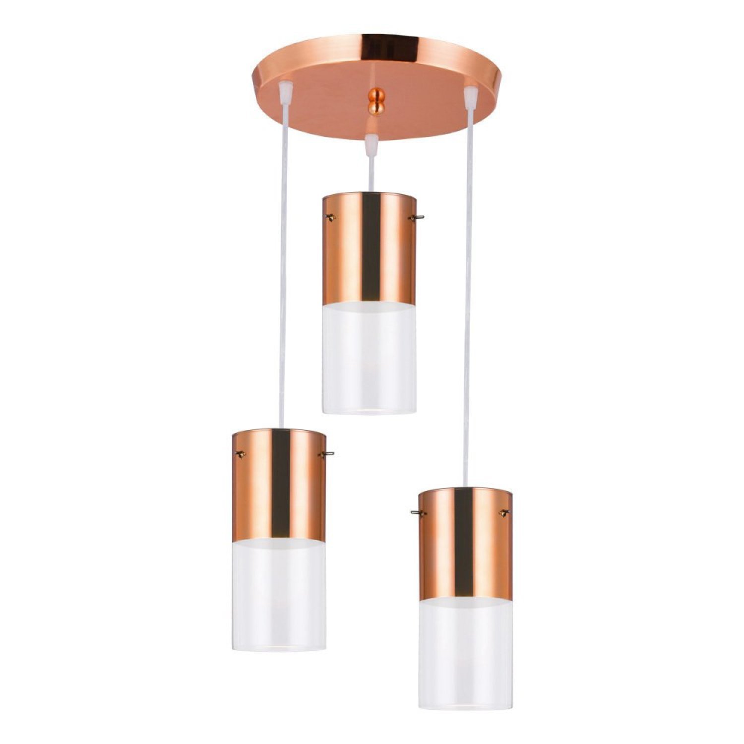 Lustre Pendente First Redondo 23cm 3 Lâmpadas E27 Bronzearte Cobre