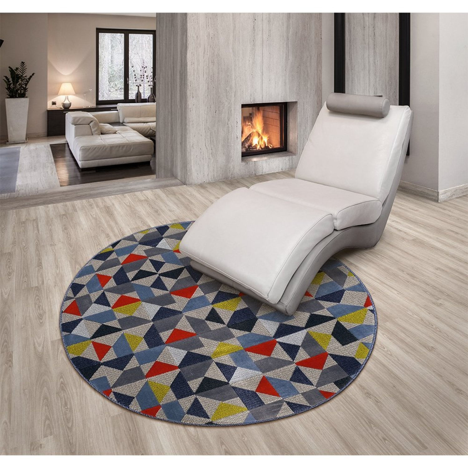 Tapete Redondo 150cm Pixel School Tapetes São Carlos Caleidoscopio Rubi