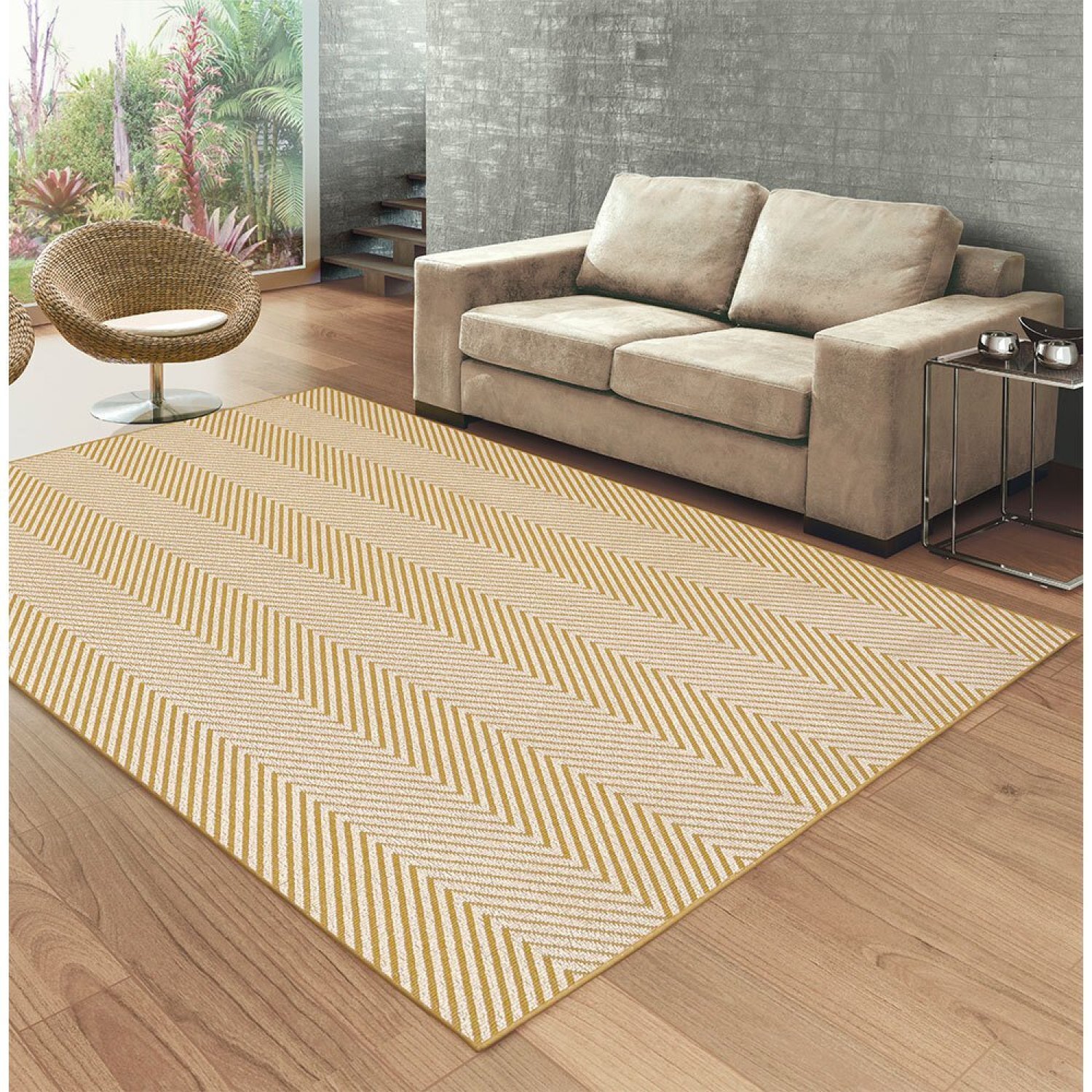 Tapete 150x200cm Cotton Tapetes São Carlos Sarja Amarelo