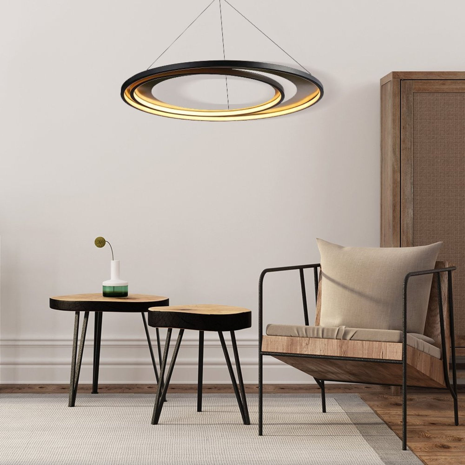 Pendente Loop 2,2cm 1x76w 3000k 2280lm Led Preto