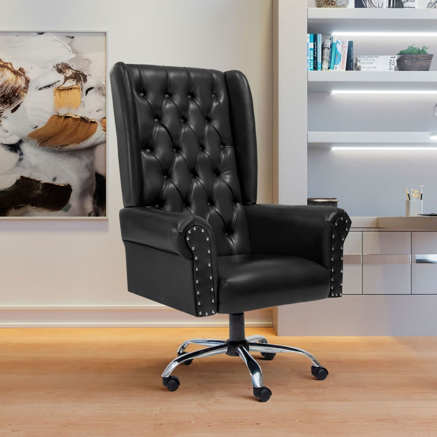 Poltrona Presidente Consul Chest Design Clássico Preto