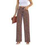 Calças Luvamia Trendy Jeans Marrons De Cintura Alta Feminina Tamanho L