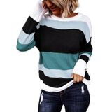Suéter Feminino Qacohu 2024, Outono E Inverno, Listrado Azul, Tamanho Gg