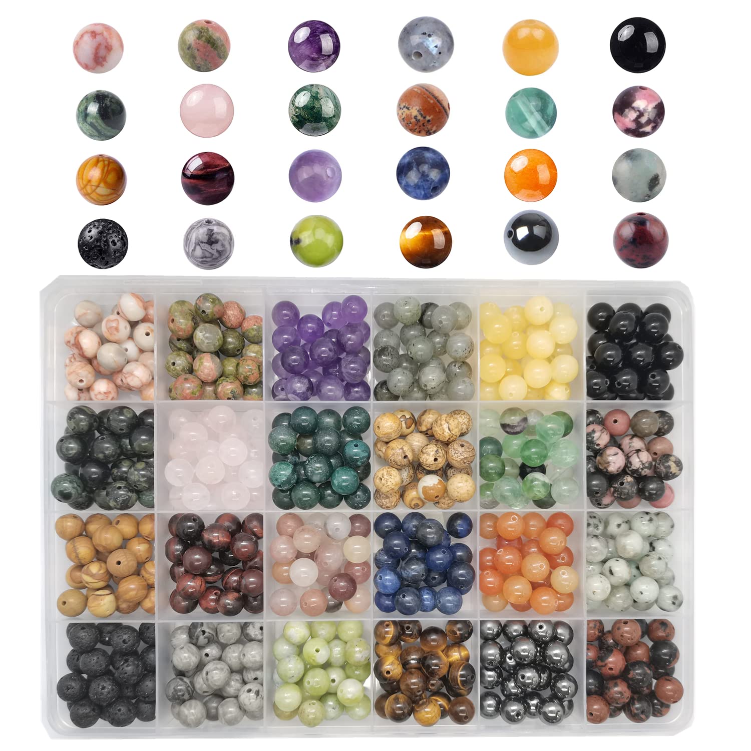 Stone Beads Gorggorho 480 Unidades Redondas Naturais De 8 Mm Para Joias