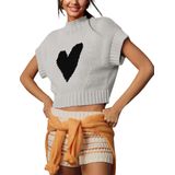 Camiseta Regata Taqcux, Manga Curta, Malha De Coração, Branca Para Mulheres