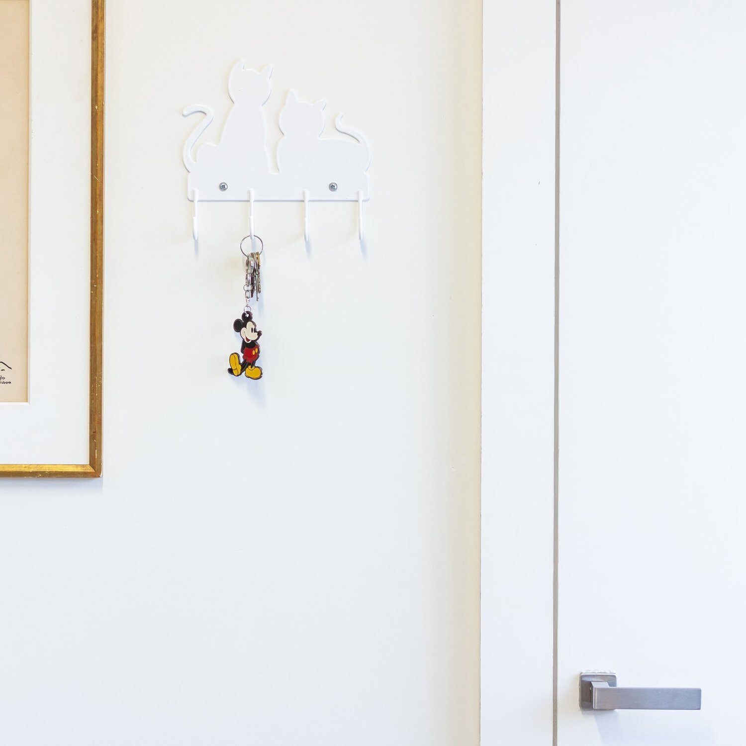 Gancho De Parede Aramado Gato Branco