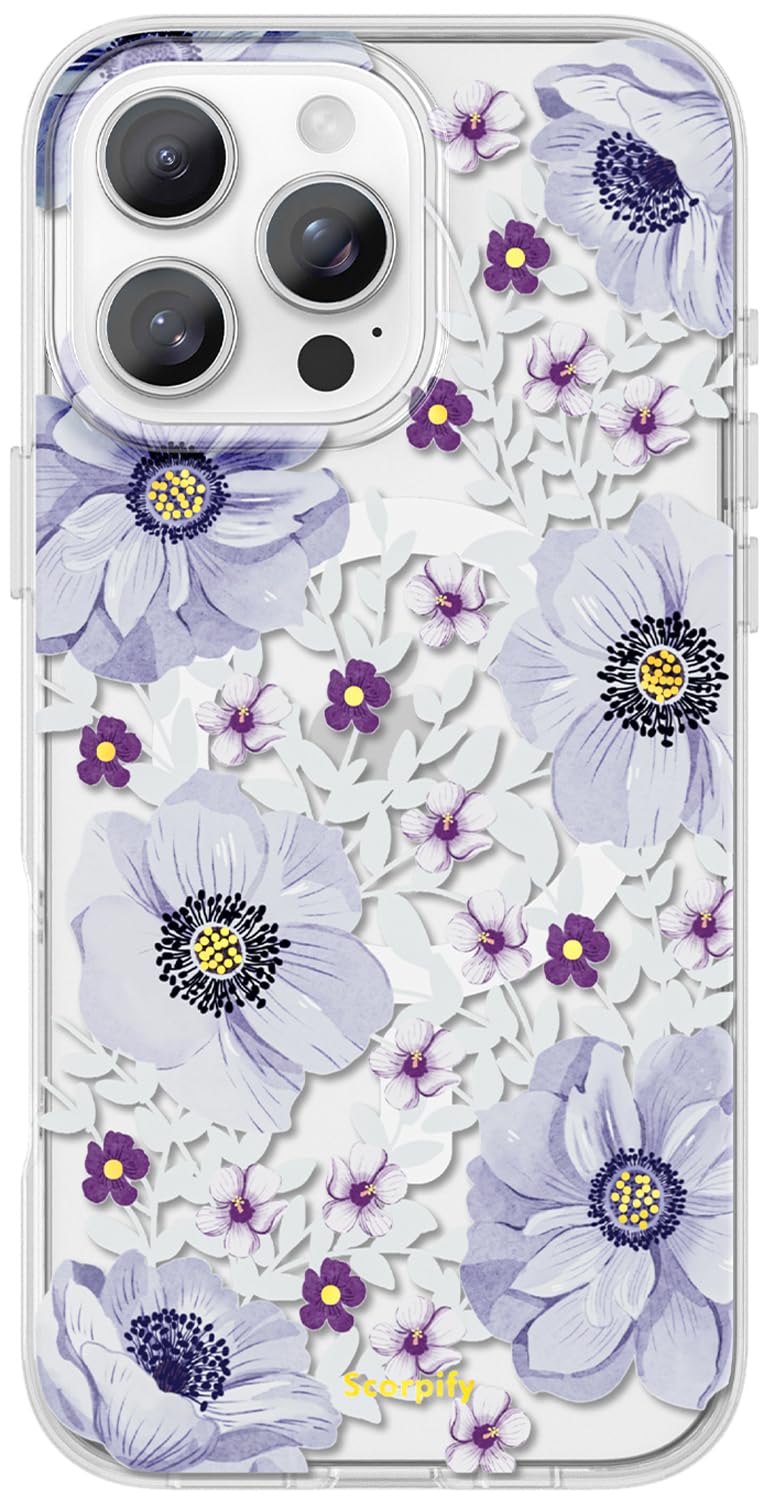 Capa Scorpify Para Iphone 16 Pro Max Com Anêmona Roxa Magsafe