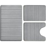 Conjunto De Tapetes De Banheiro Bysure Grey Memory Foam De 3 Peças