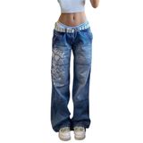 Calças Jeans Franhais, Folgadas, Cintura Alta, Y2k, Pernas Largas, Femininas