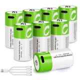 Baterias C Recarregáveis Letoom 5000mwh 1,5v, Pacote Com 8 Unidades Com Usb