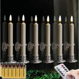 Velas Cônicas Sem Chama Nonno E Zgf 8" Ivory, Pacote Com 6 Acessórios