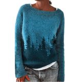 Suéter Dmoyala Azul Vintage Estampado Recortado Y2k Feminino Azul Gg