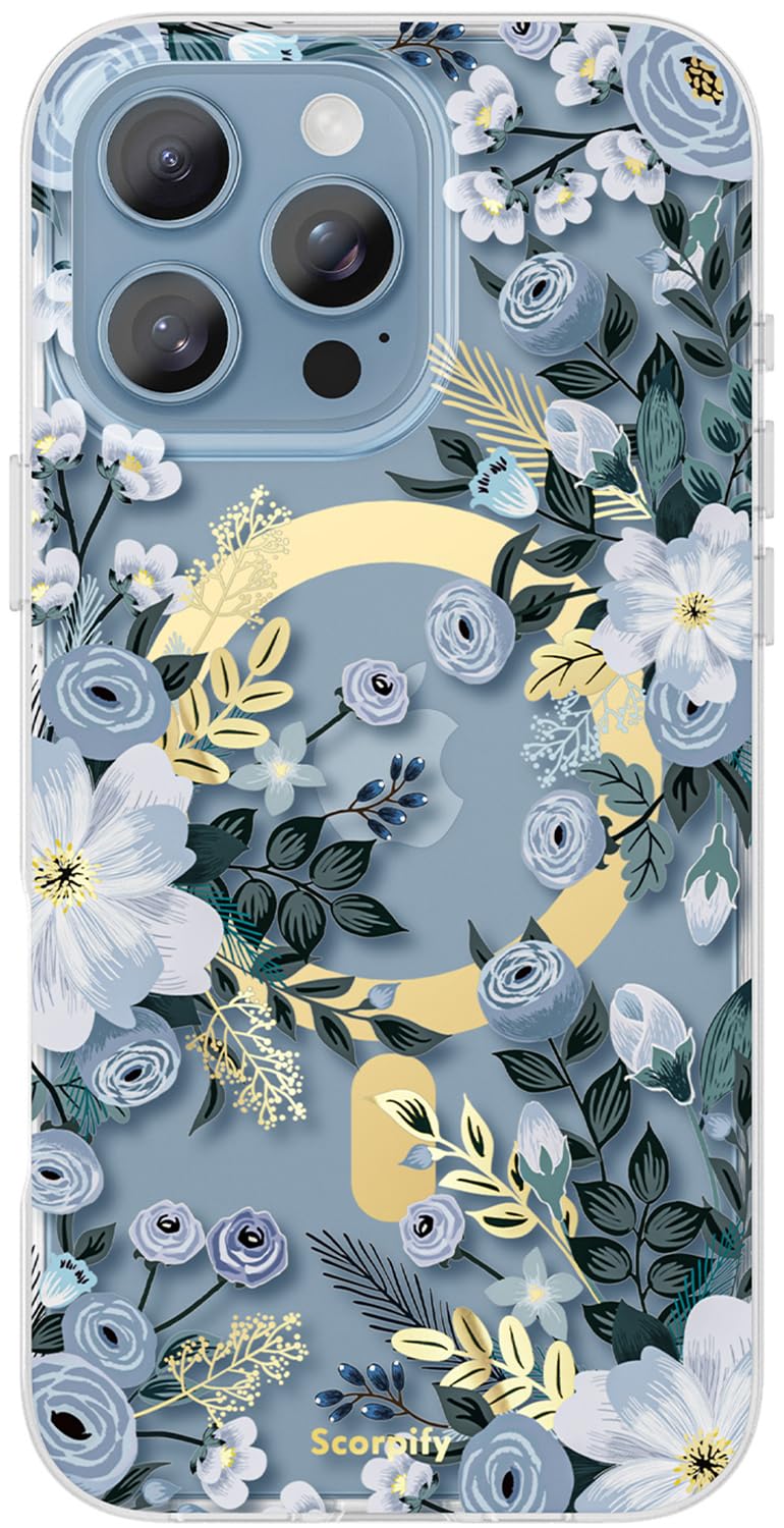 Capa De Telefone Scorpify Para Iphone 16 Pro Com Magsafe Blue Floral
