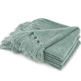 Cobertor Recyco Soft Cozy Chenille Com Franja Tassel Sage