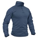 Camisa Tática Tacvasen Para Homens De Manga Comprida Azul Cinza M