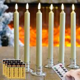 Conjunto De 6 Velas De Janela De Cera De Marfim Sem Chama Com Baterias E Bastões
