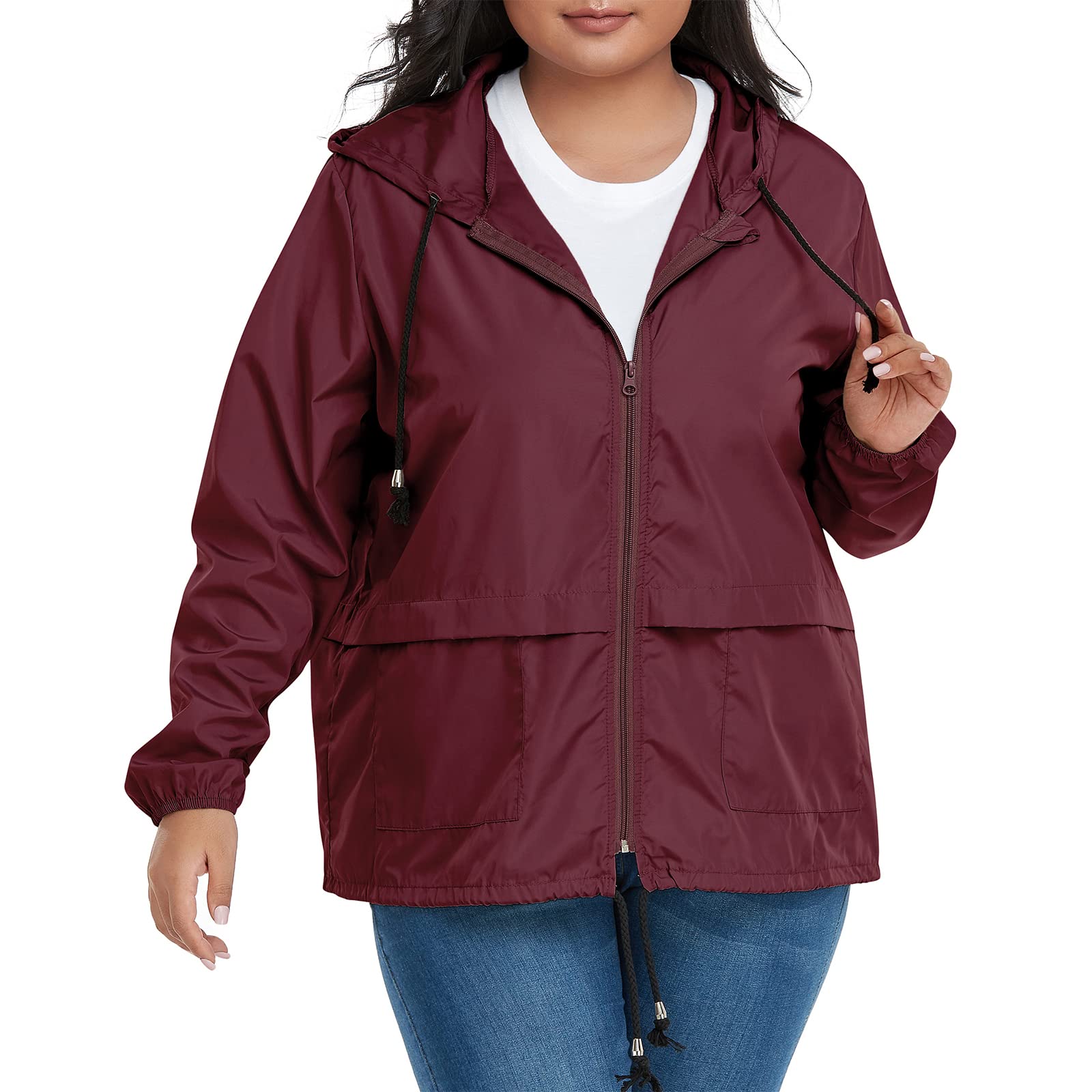 Casaco De Chuva American Trends Plus Size Impermeável Vinho Tinto 3xl