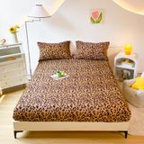 Lençol Com Elástico Lweipsqlin Leopard Velvet, Tamanho Completo, Preto