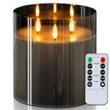 Vela Sem Chama Homemory, Pilar Led De Vidro De 6x6" Com Controle Remoto