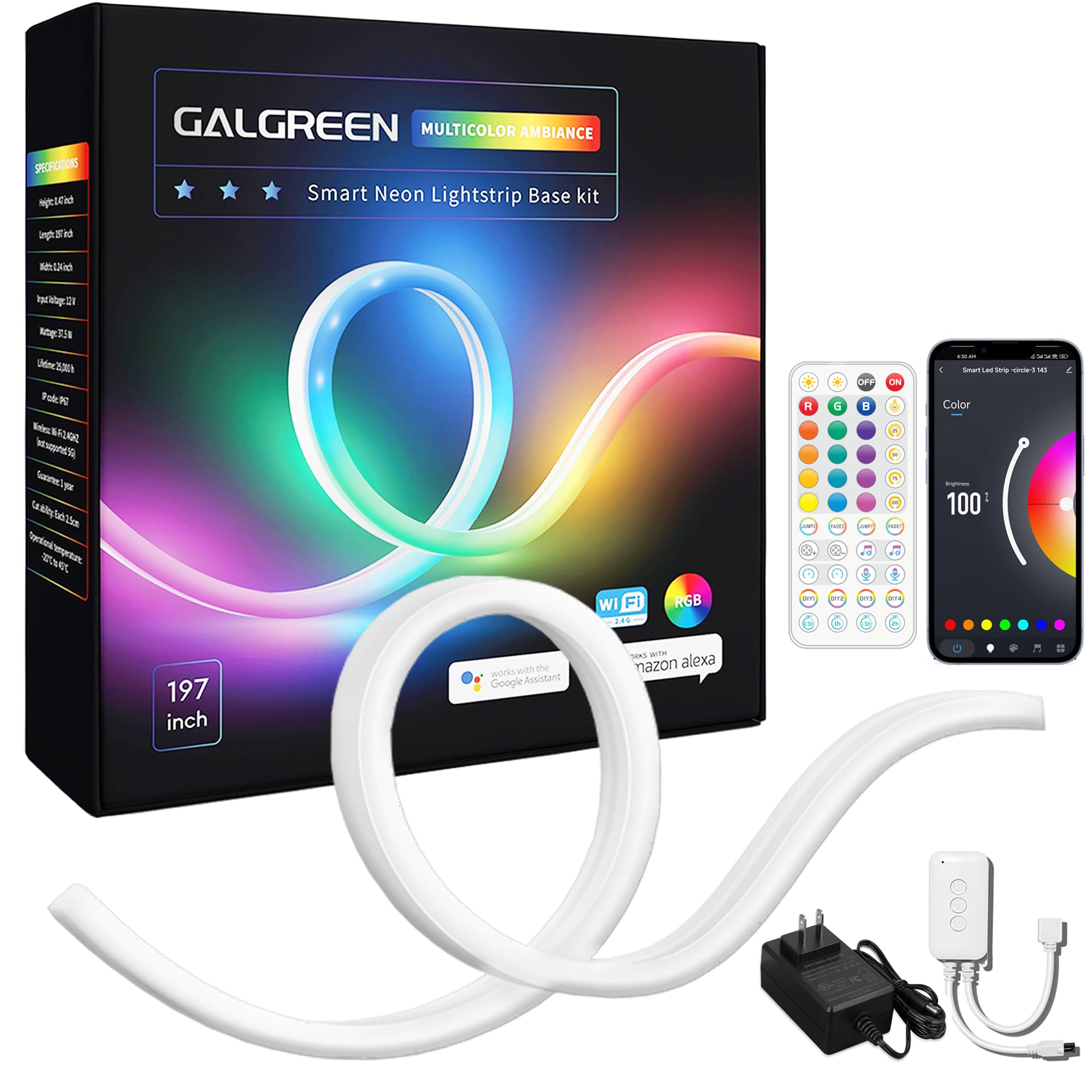 Luzes De Corda De Néon Led Galgreen 5m Wifi Rgb Music Sync