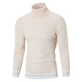 Suéter Masculino Qzh.duao, De Gola Alta, Listrado, Slim Fit, Bege, Xxl