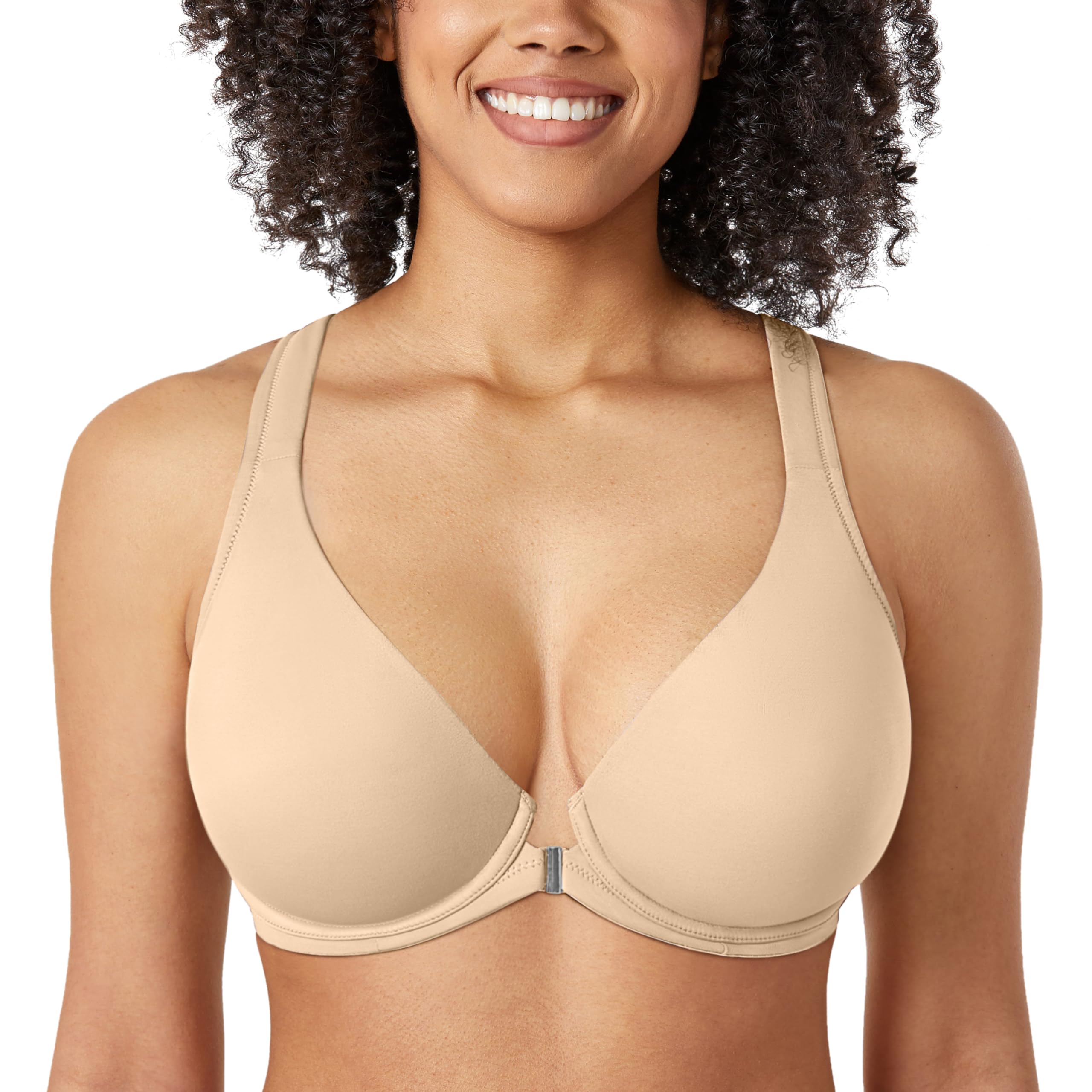 Sutiã Feminino Calvena Racerback, Com Fecho Frontal 44b, Castanho Acinzentado